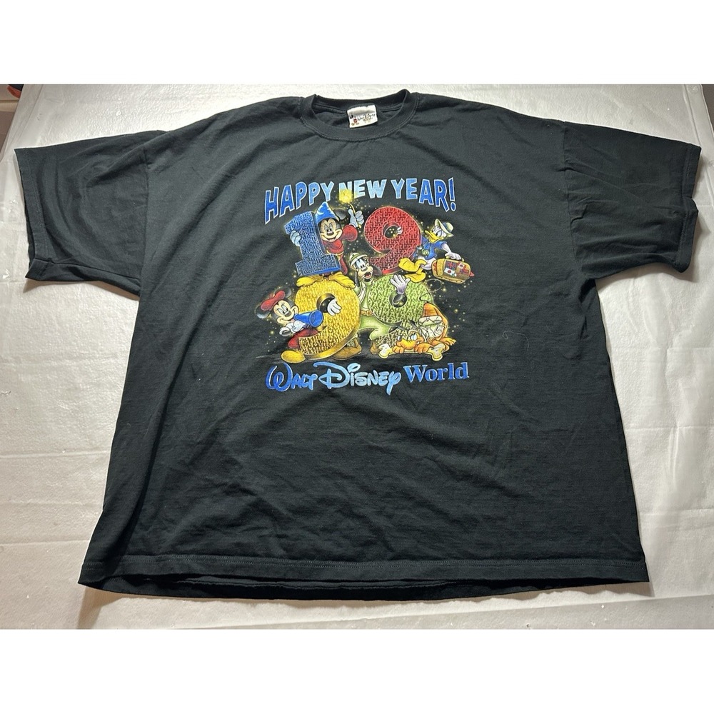 VTG 1999 Walt Disney World Happy New Year Y2K Mickey Donald Goofy Shirt Mens XL